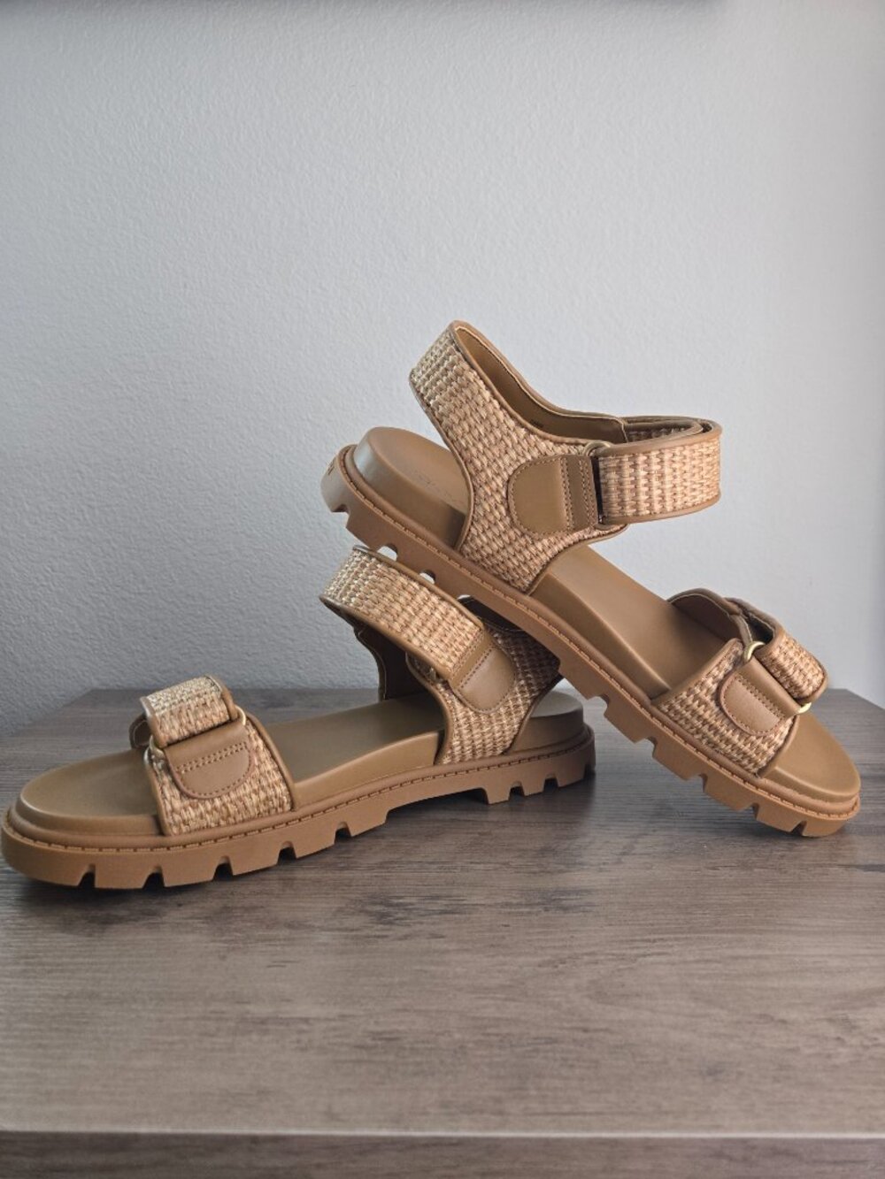 COACH Brynn Straw Open Toe Casual Sandals Natural Size 11B - Picture 10 of 16